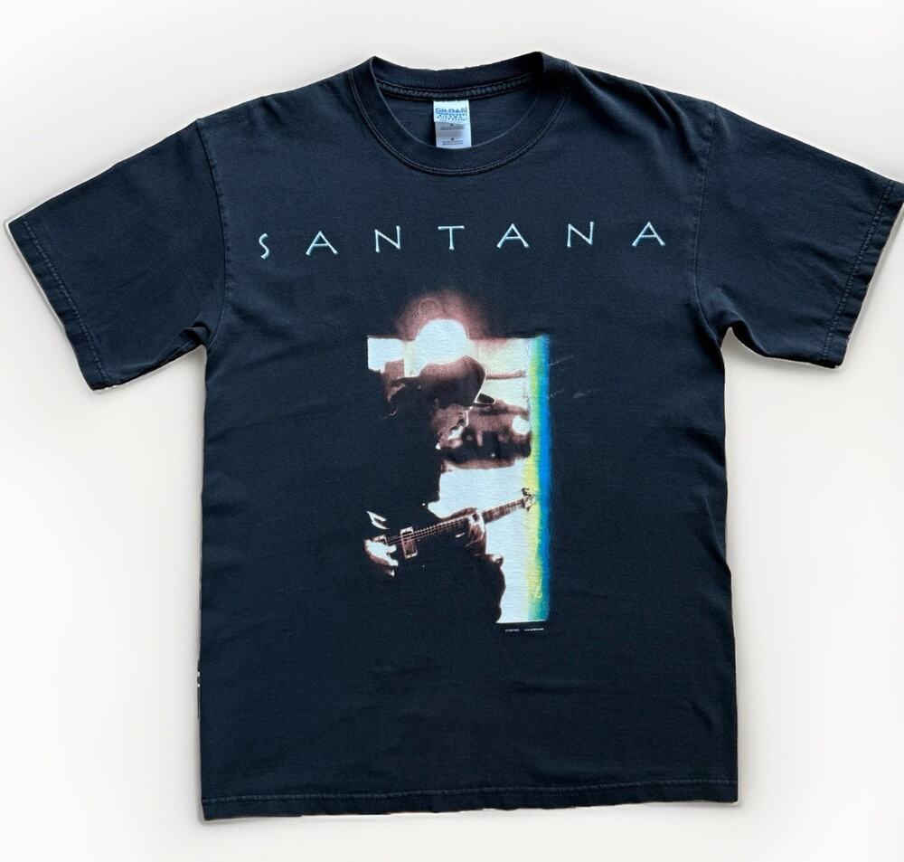 Vintage Carlos Santana Shaman Tour Shirt Medium Black Y2K Music Concert Tee